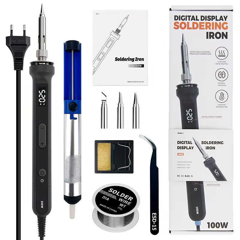 Electronics Repair Kit With Soldering Iron - 100W Digital Soldering Iron Kit Adjustable‑Temperature
